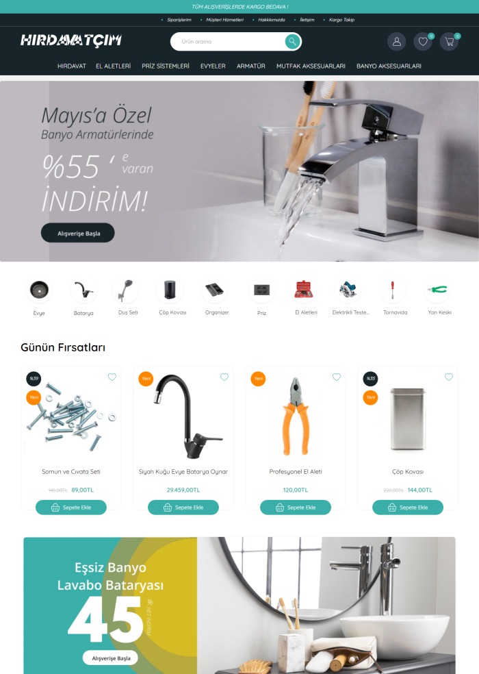 Hırdavatçım – e-ticaret sitesi teması