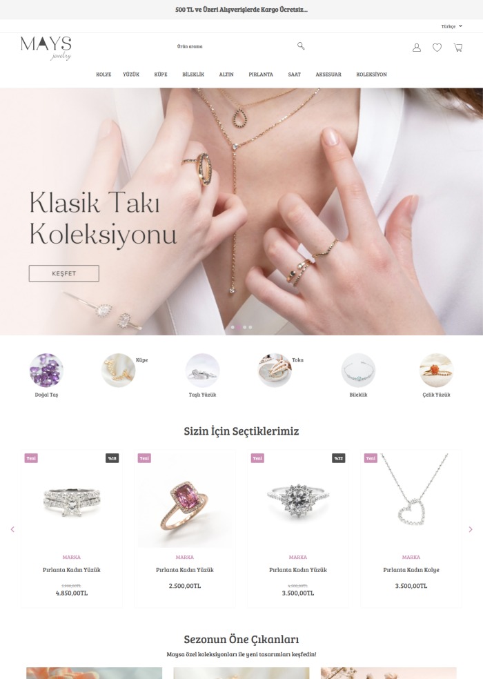 Mays Jewelry – e-ticaret sitesi teması
